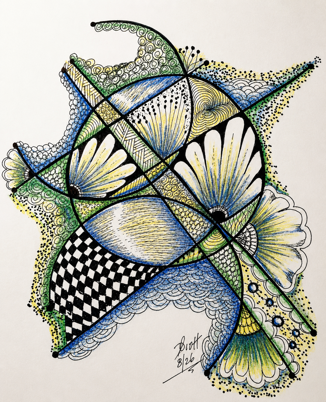 Colorful Abstract Zentangle