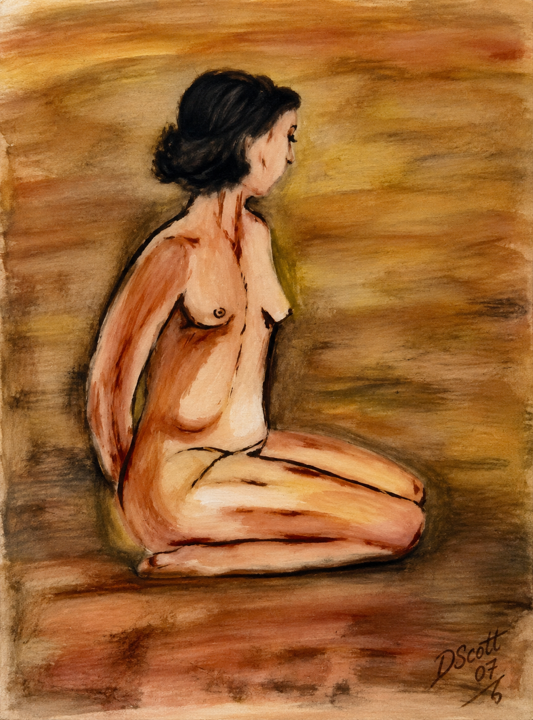 Earth-Toned Seated Figure Study