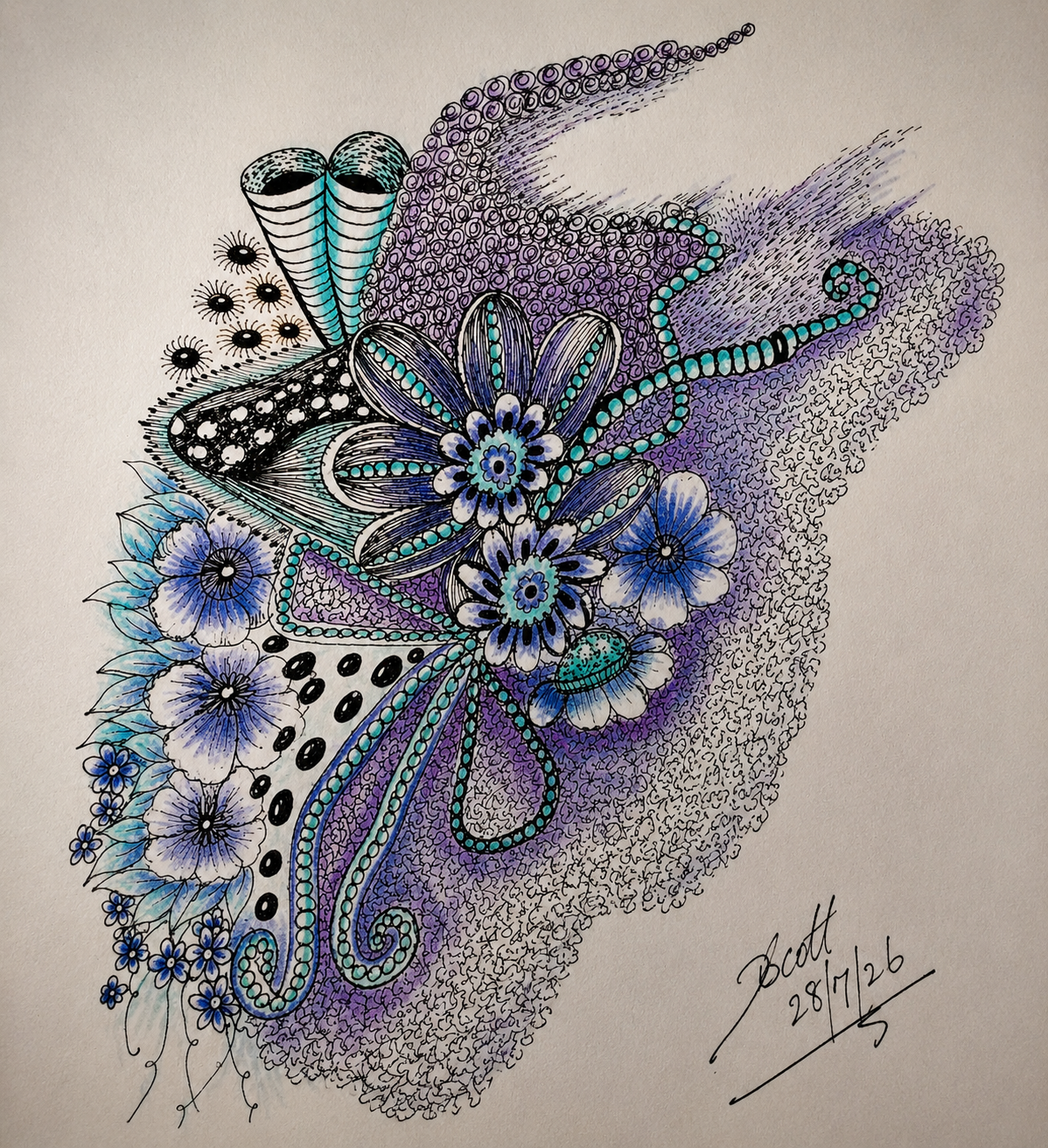 Intricate Blue Teal Floral