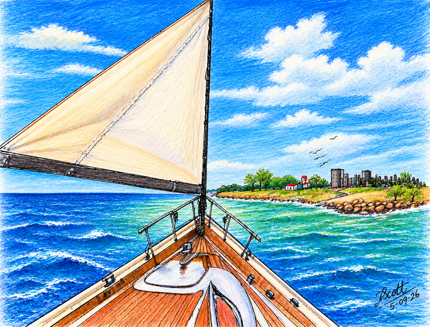 Sailing Toward the Coastal City