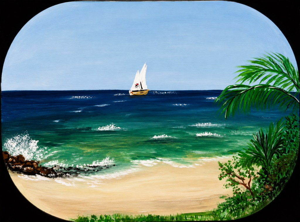 Tropical Beach Through a Porthole