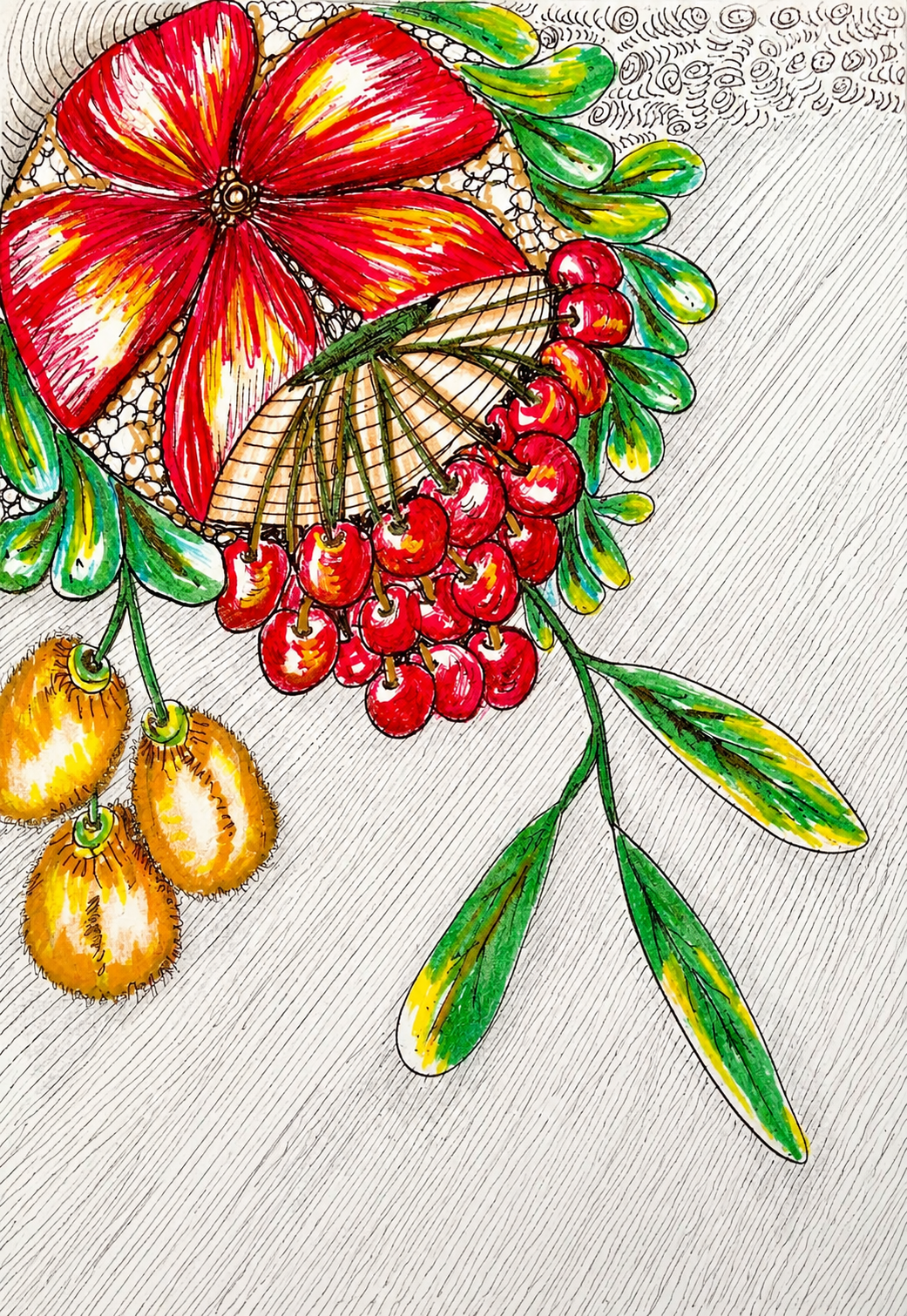 Vibrant Botanical Berry Cascade
