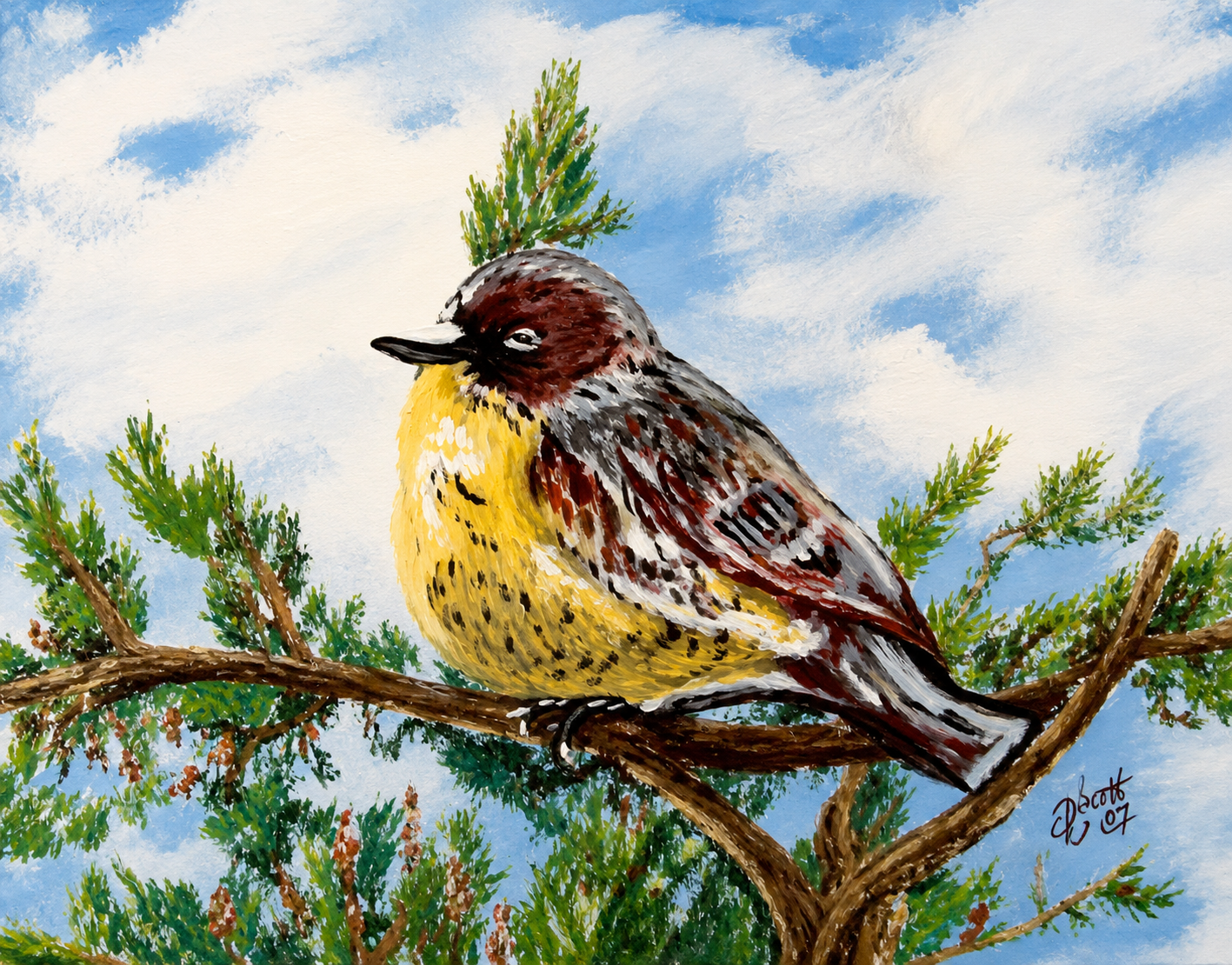 Yellow-Breasted Songbird on a Branch