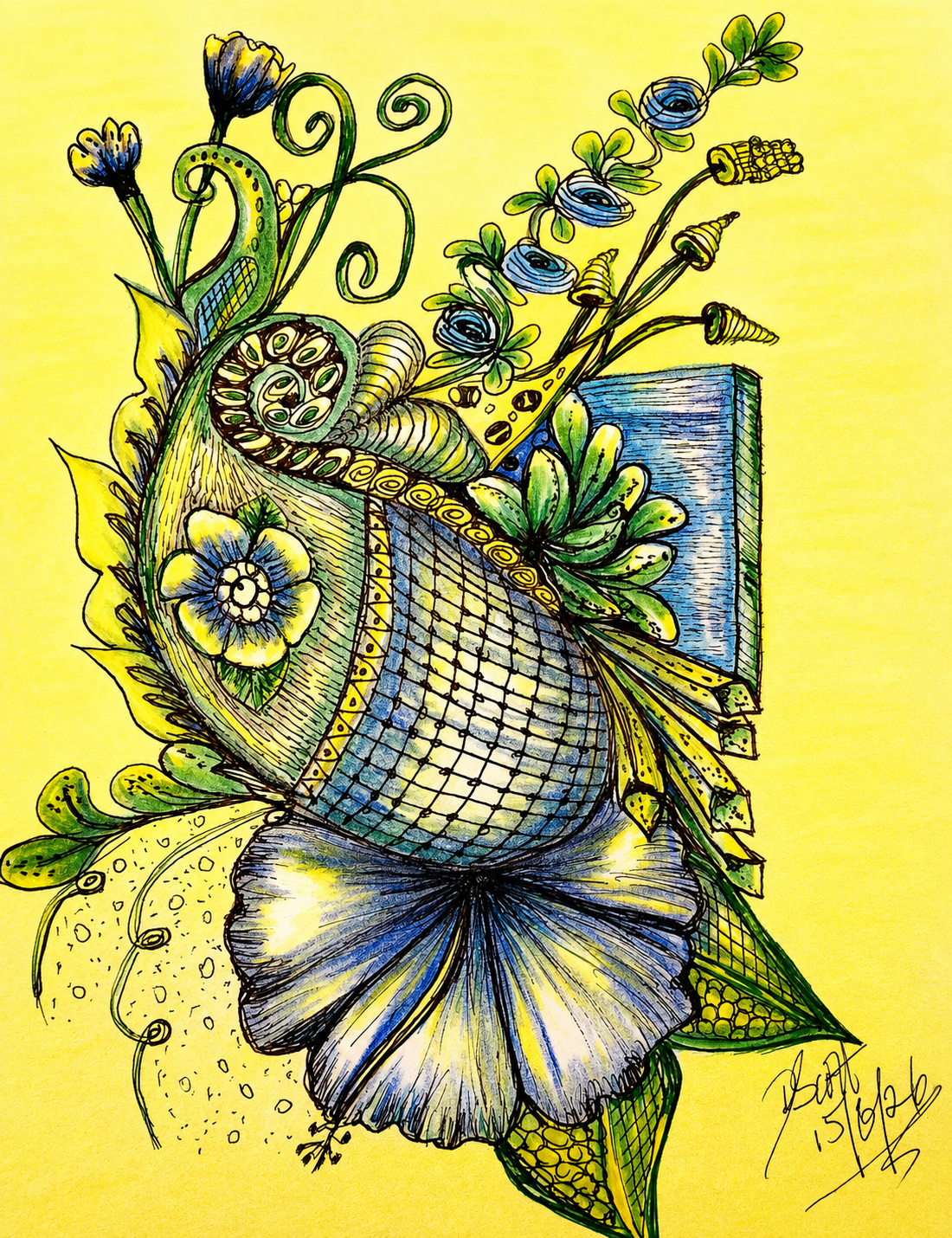 Zentangle on Yellow